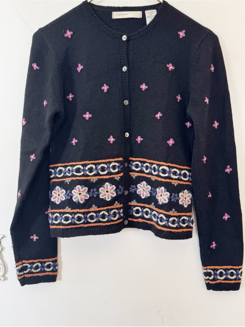 Anthropologie Sleeping on Snow Embroidered Wool Vintage 1999 Y2K Cardigan M